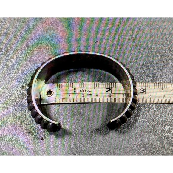 Emma Lincoln Signed 925 Sterling Silver Ridged Cuff 1-1/16" Wide Bracelet - Picture 5 of 10